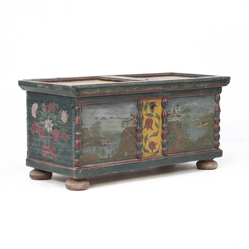 Large Rustic Farmhouse Romantic Folk Art Bridal Chest