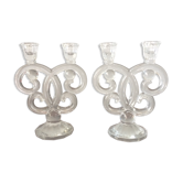 Paire de bougeoirs en cristal de la cristallerie de Vannes
