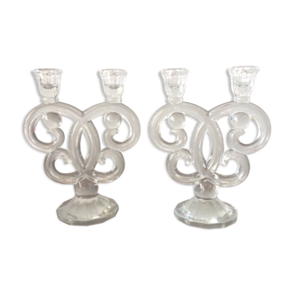 Pair of crystal candlesticks from Vannes crystal