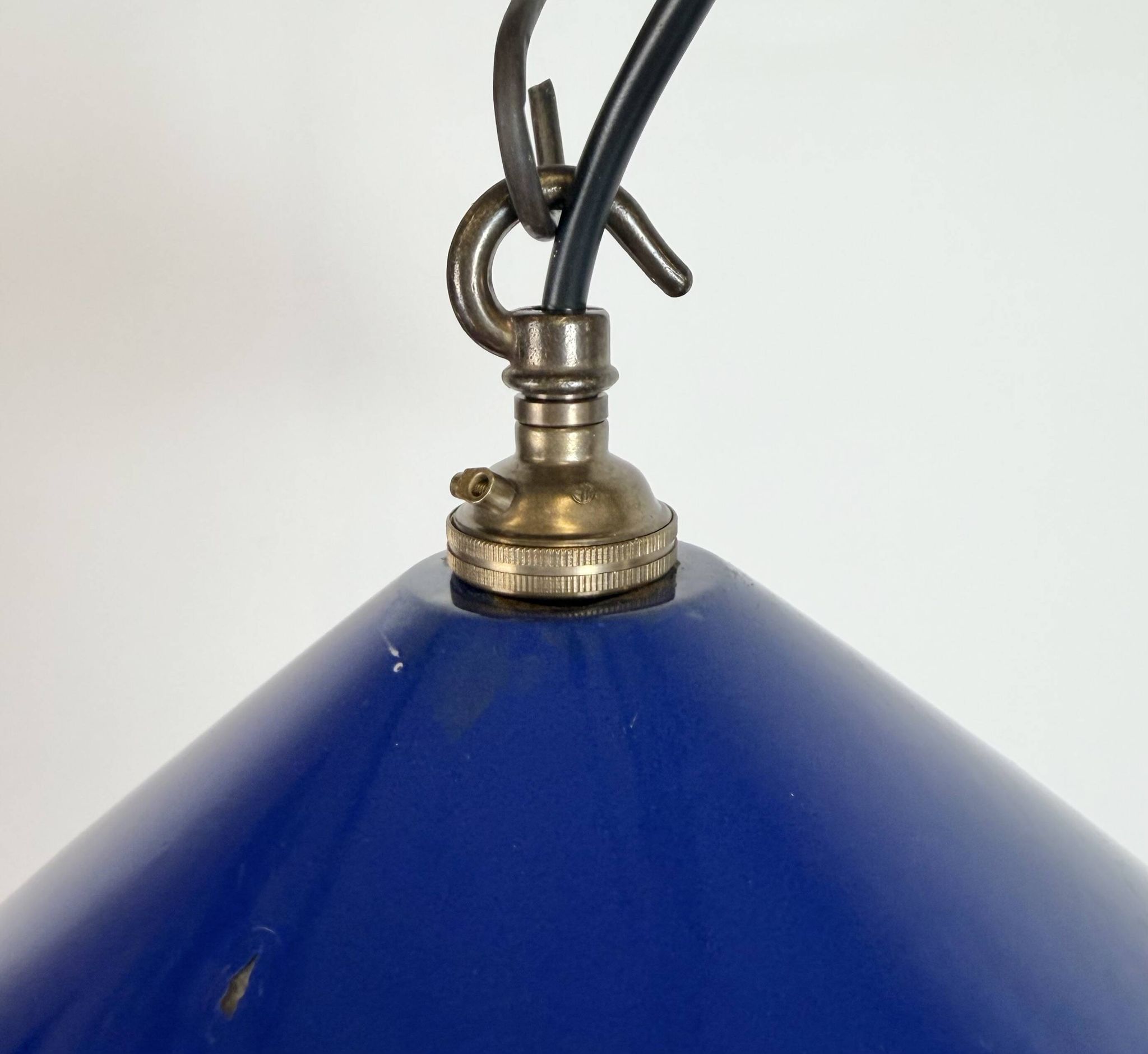 Industrial Cobalt Blue Enamel Factory Pendant Lamp, 1950s