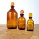 3 amber glass apothecary bottles - pharmacy bottles