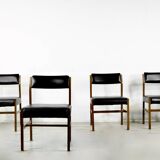Set Of 4 Midcentury Solid Teak Danish Style Chairs. Vintage Modern / Retro.