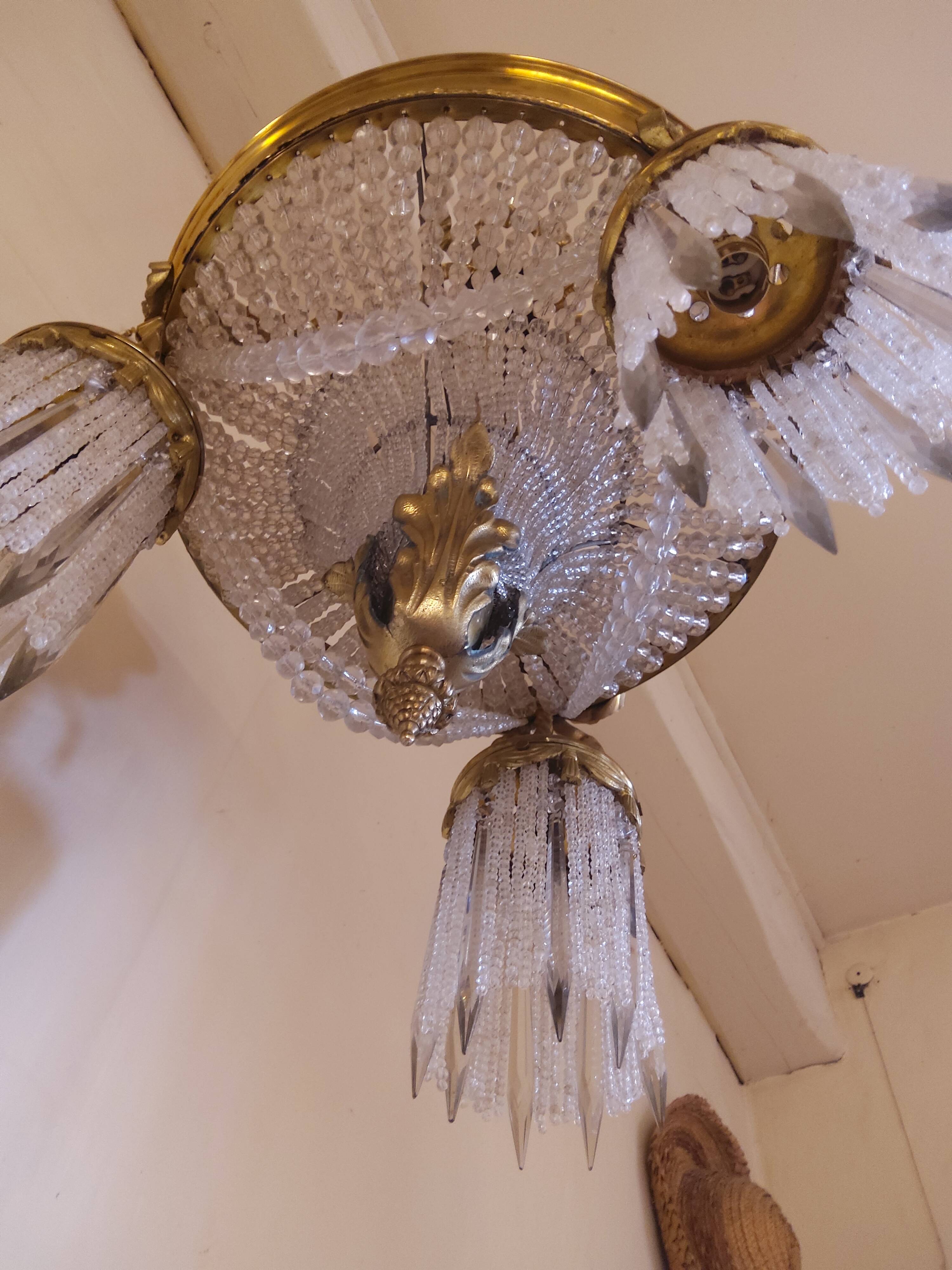 Lustre panier ancien en bronze