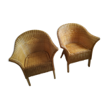 Pair of two light rattan chairs