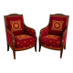 Pair of Empire period armchairs in mahogany