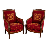 Pair of Empire period armchairs in mahogany