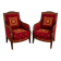 Pair of Empire period armchairs in mahogany