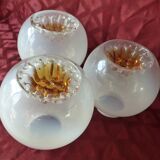 Series of 3 globes, vintage lampshades.