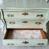 Curved patinated chest of drawers