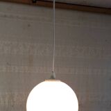 White opaline globe pendant light - mid-20th century
