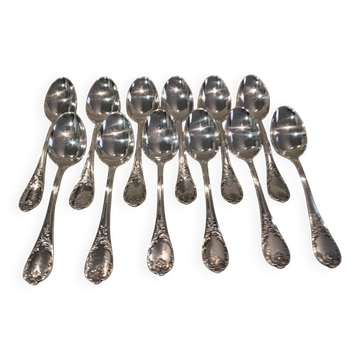 12 silver-plated coffee spoons by Christofle Marly, 13.6 cm