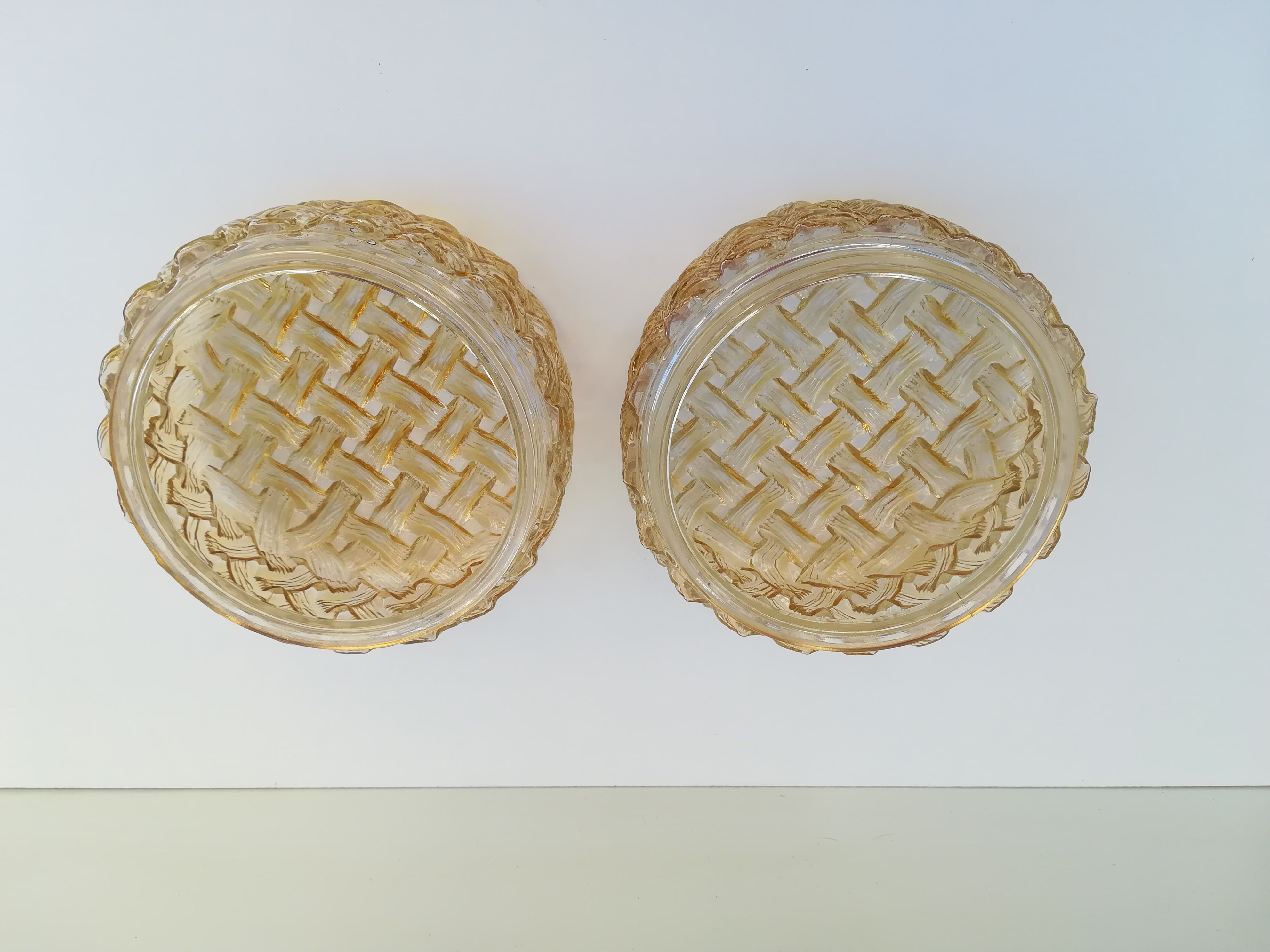 TWO PLAFONNIERS IN VERRE SOUFFLE