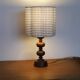 Table lamp, turned wooden base from the 1960s and sky blue gingham shade.