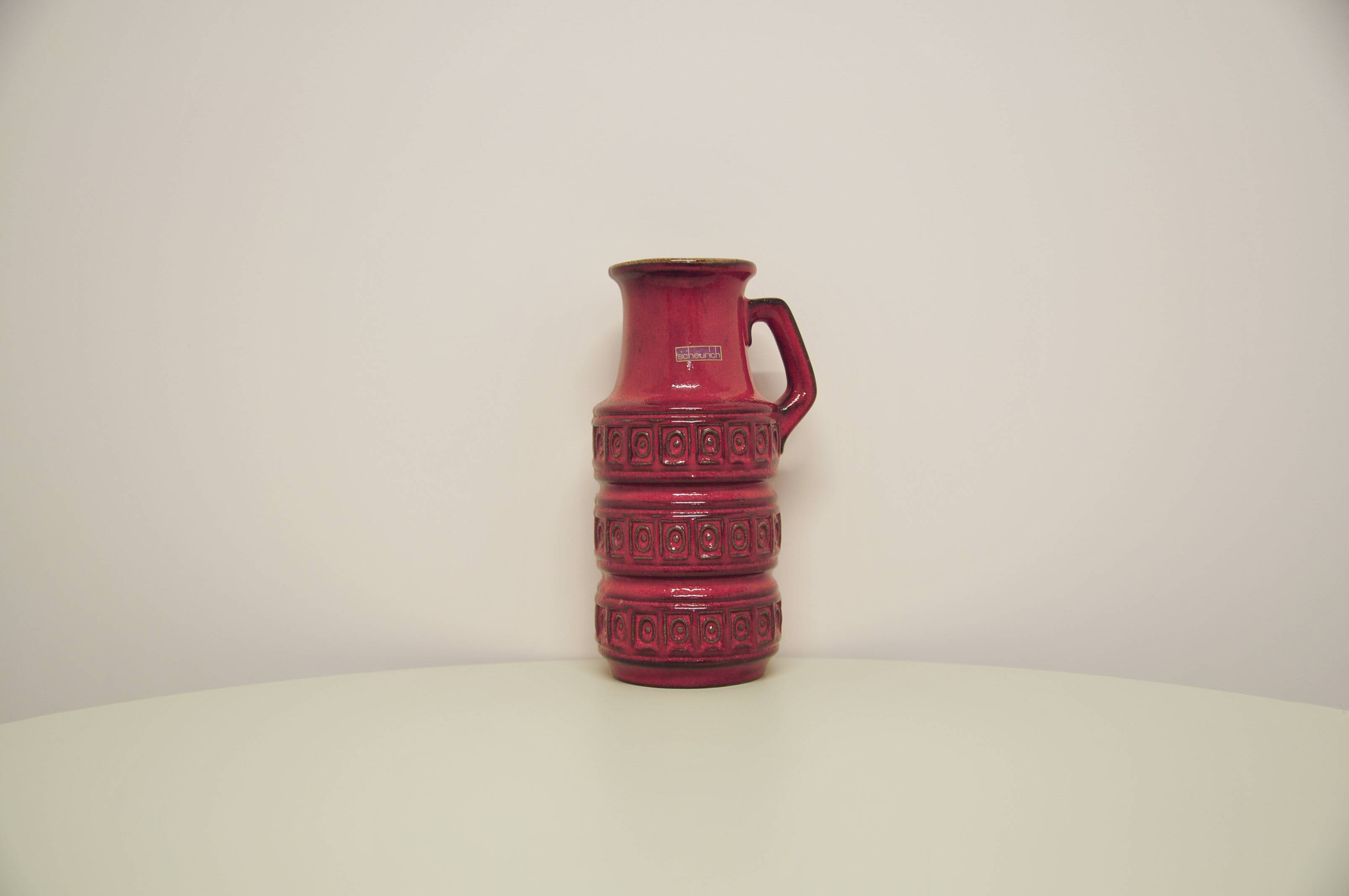 vintage red West Germany can vase Scheurich
