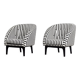Mid-century modern Scandinavian rounded armchairs with black and white stripes, 1960s.