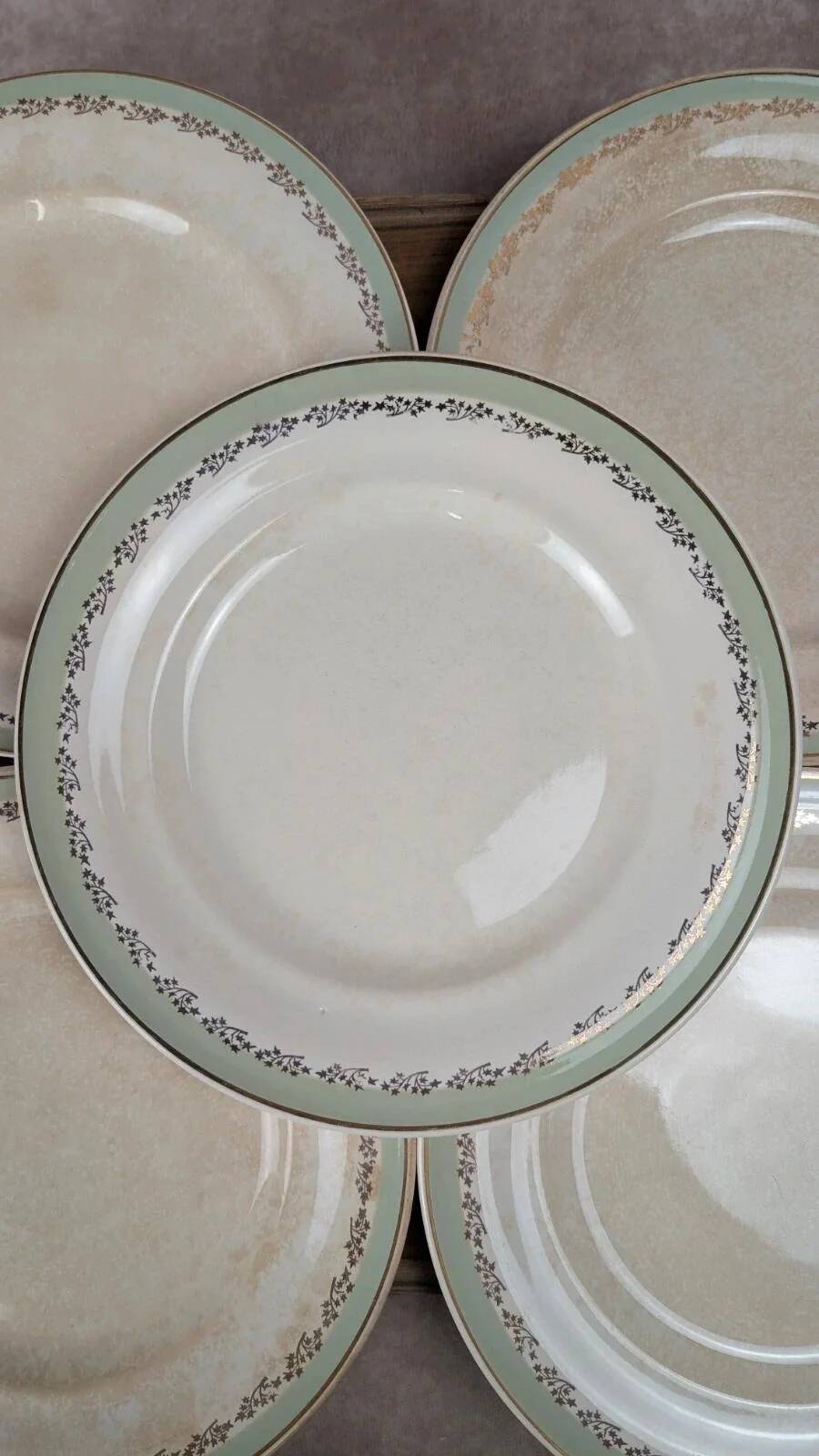 Set of 6 vintage Saintonge flat plates – semi-porcelain