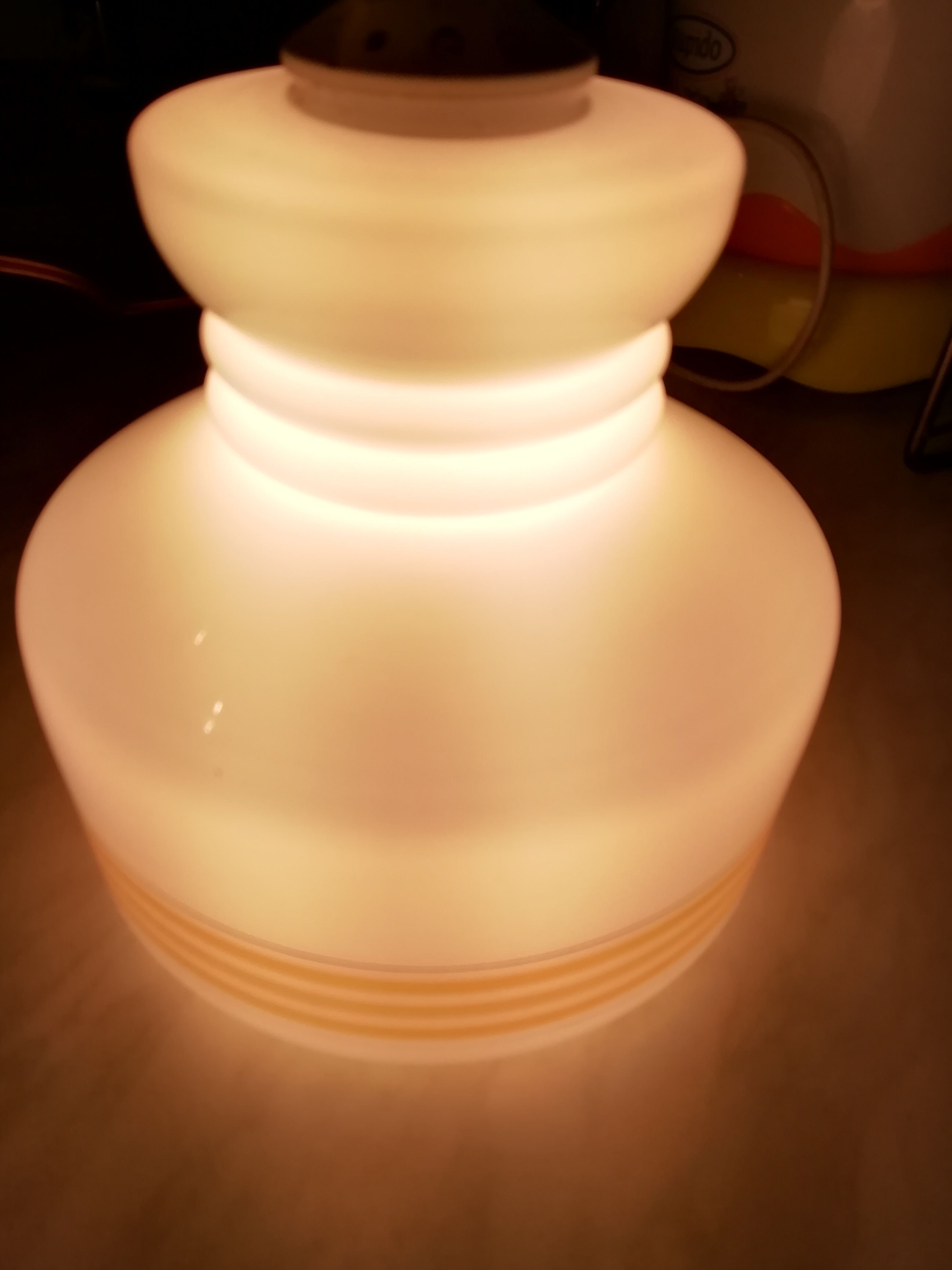 White opaline hanging lamp 70s