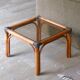 Side table in bamboo and smoked glass, 60s