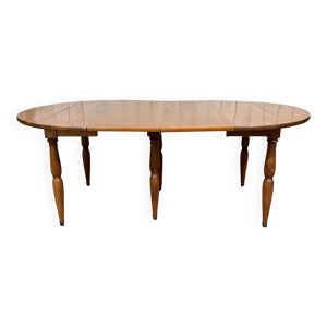 Table ronde en merisier - louis pieds
