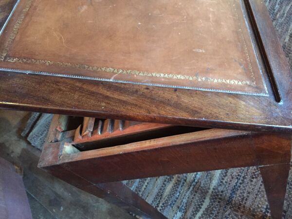 Modern contemporary table drawing table with a leather top