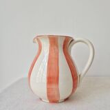 Vintage ceramic vase/pitcher with handmade mandarin stripes.