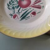 Grand plat service creux vintage motif légumes Sarreguemines Digoin France 9540