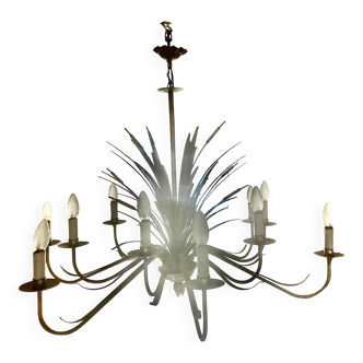 Magnificent vintage chandelier in gold-tone metal, 12 bulbs