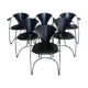 “Armlinda” black leather dining chairs by Arrben Italy