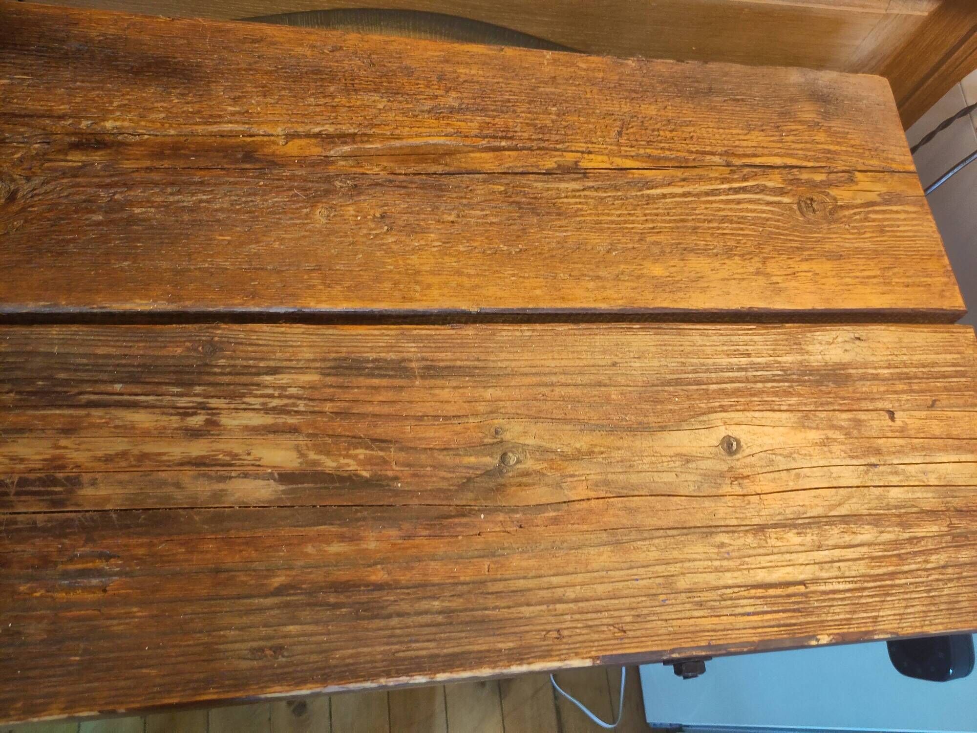 Console industrielle bois massif et acier noir