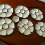 6 oyster plates, 1 ramekin and 1 cup from the Gien factory