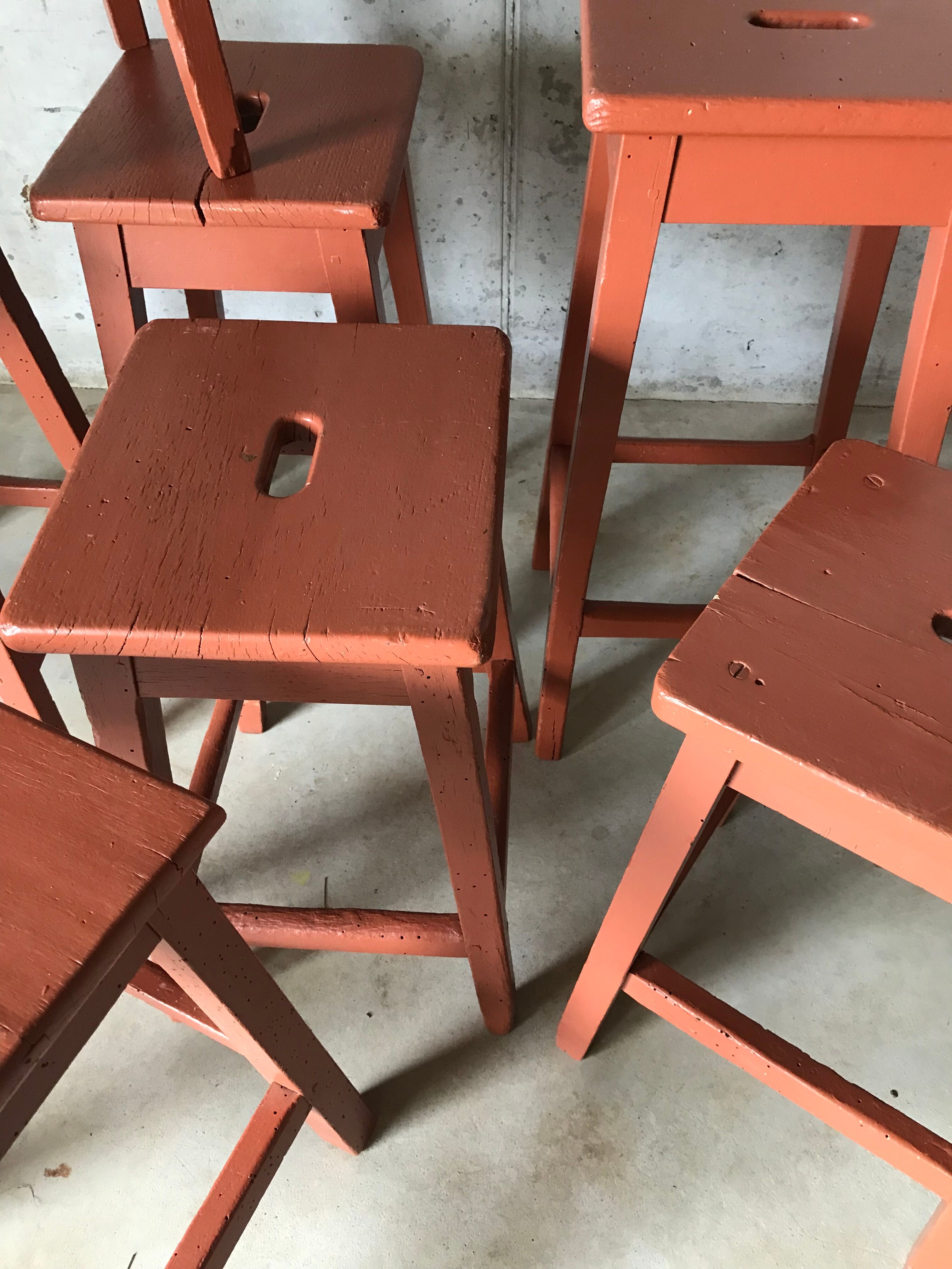 Set of wooden stools