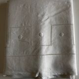 Modernist linen thread sheet 1940 embroidered with polka dots and days without monogram 240cm