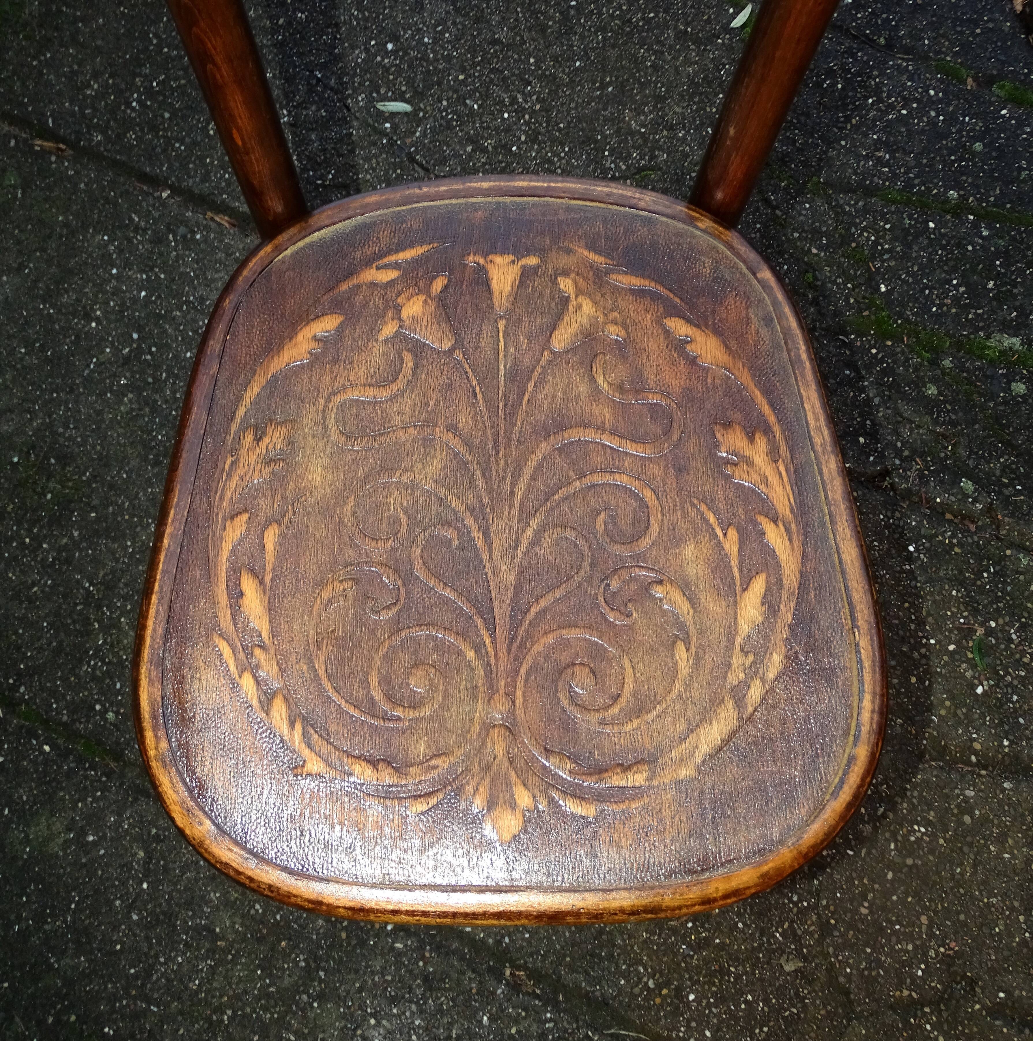 2 Fischel chairs circa 1910 sitting art nouveau bistro