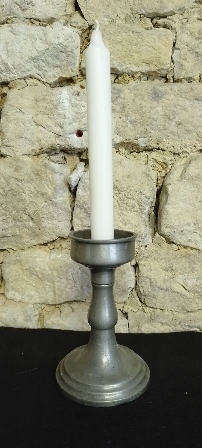 Pewter candle holder