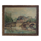 Paysage de Paris, Huile sur toile signée Brequigny, milieu XXème
