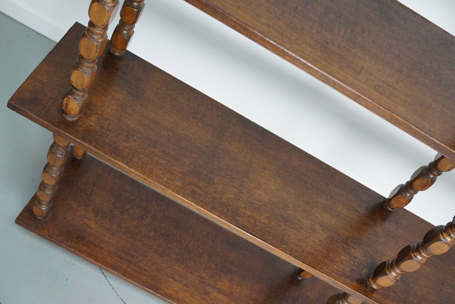 French Oak Mid-Century Bobbin Shelving Unit