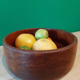 Large dish made of patinated teak wood from the 1970s
