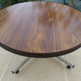 VINTAGE round coffee table in metal and wood