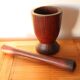 Antique brutalist solid wood mortar