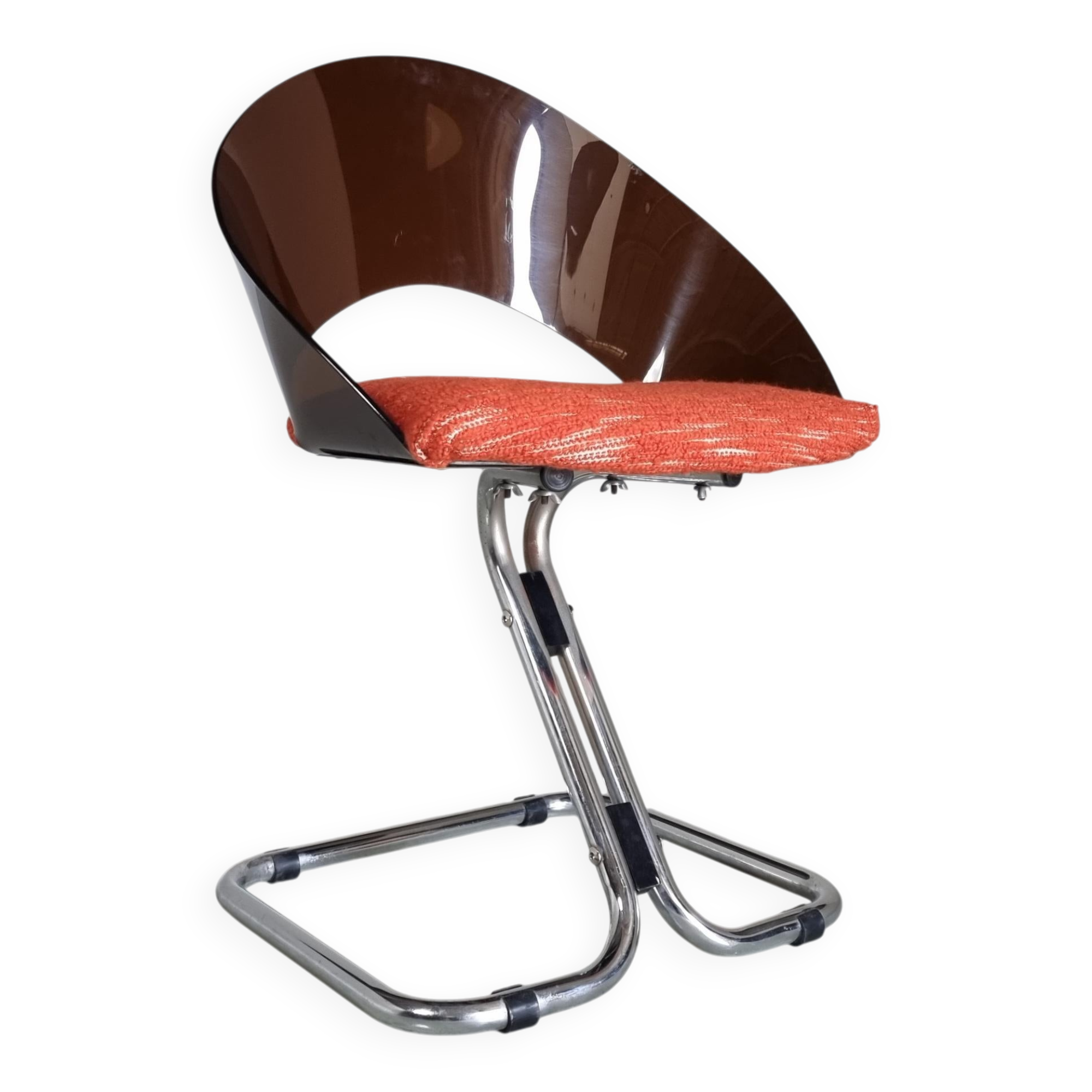 Set of 4 Italian dining chairs in plexiglass from the Spage era, 1970.