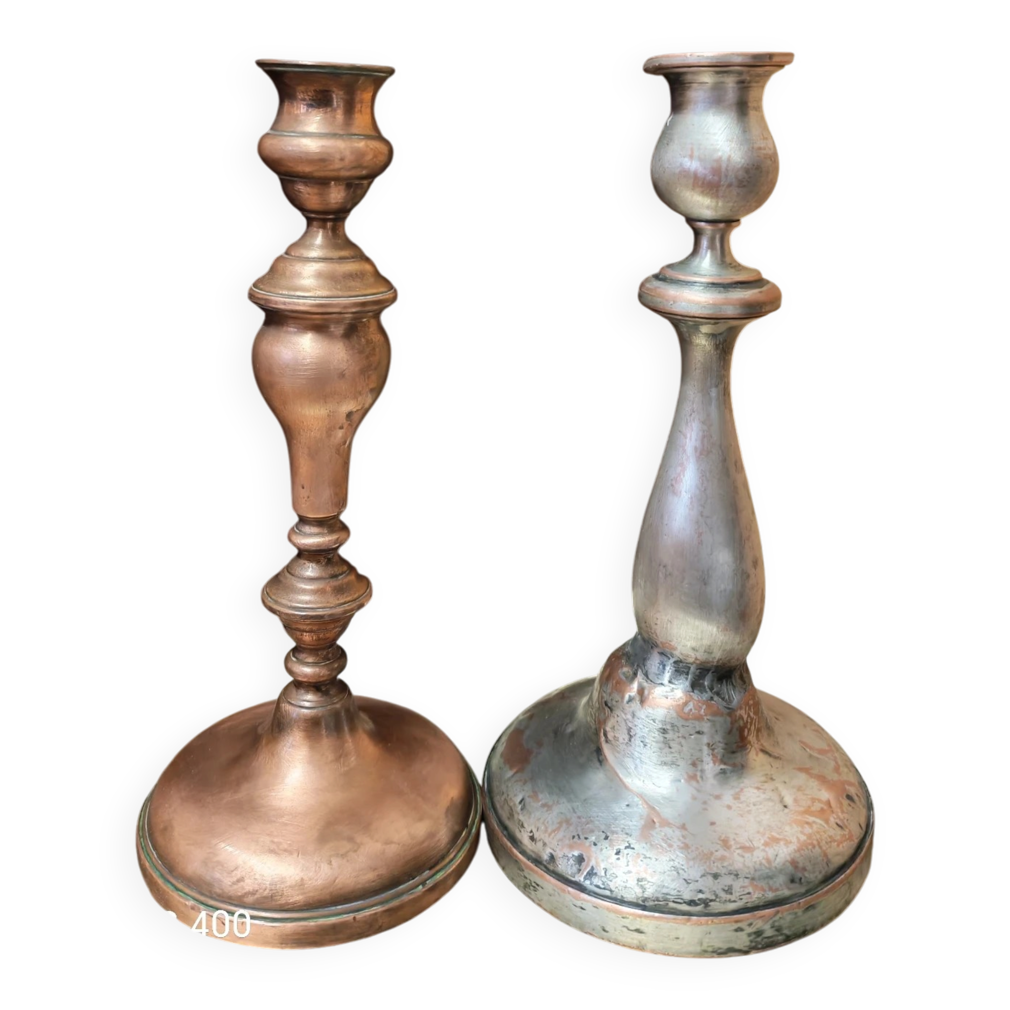 Duo of ancient torches with wabi-sabi patina