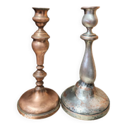 Duo of ancient torches with wabi-sabi patina