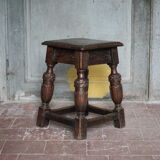 Antique wooden stool in Elizabethan English style, occasional stool