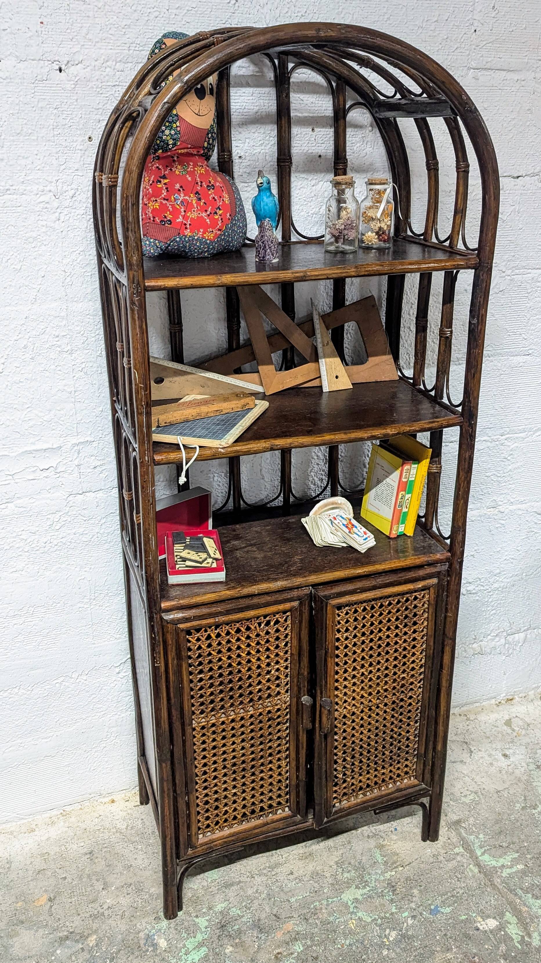 Rattan and cane shelf