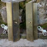 Pair of perforated metal wall lights 1960, 1970