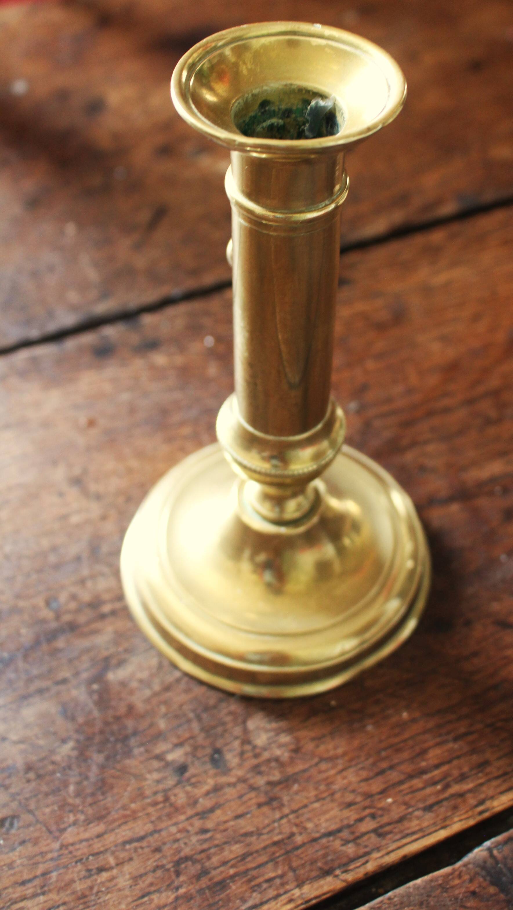 Brass torch candle holder push decor
