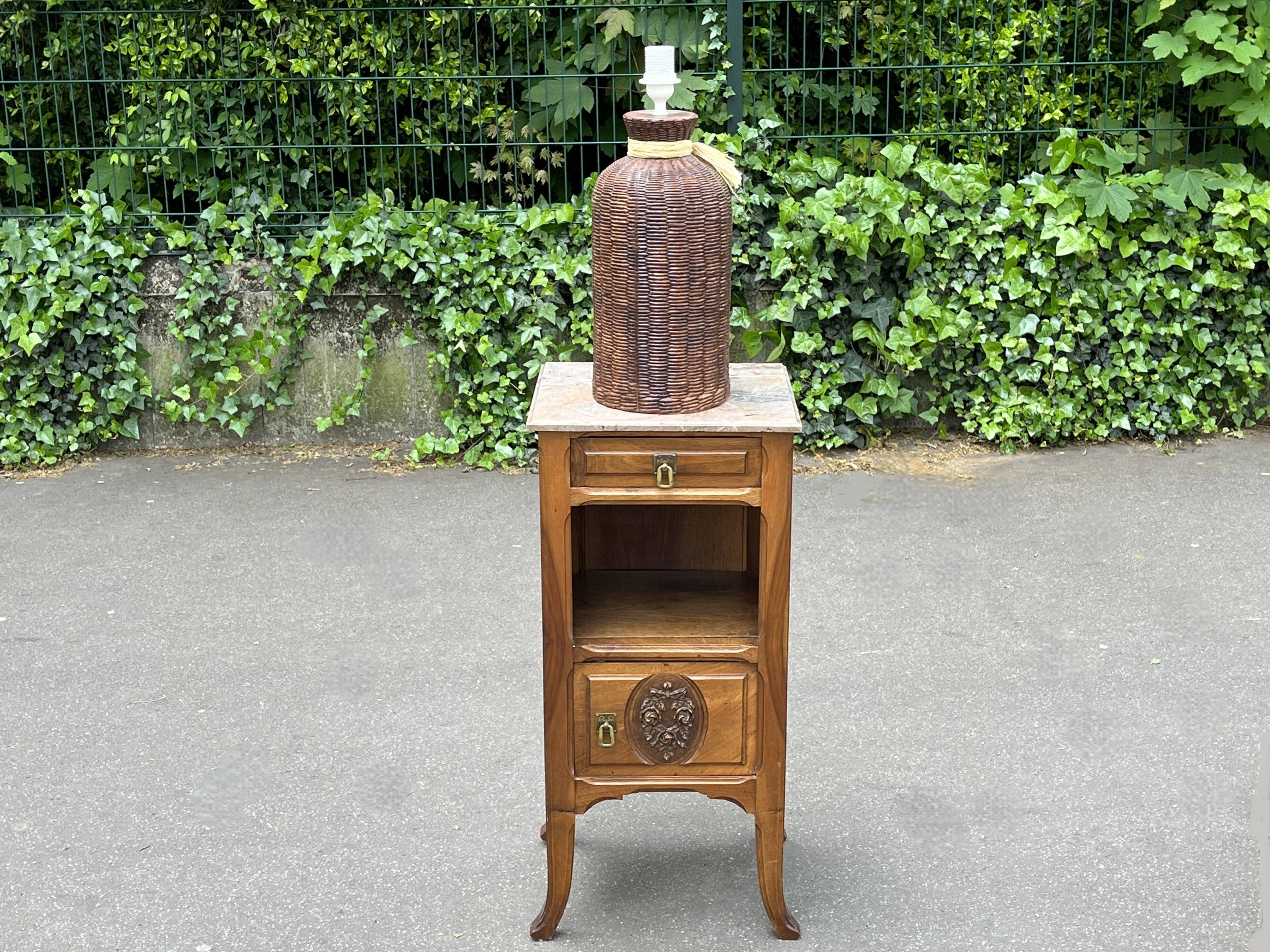 Large vintage 80s ceramic trompe l'oeil lamp