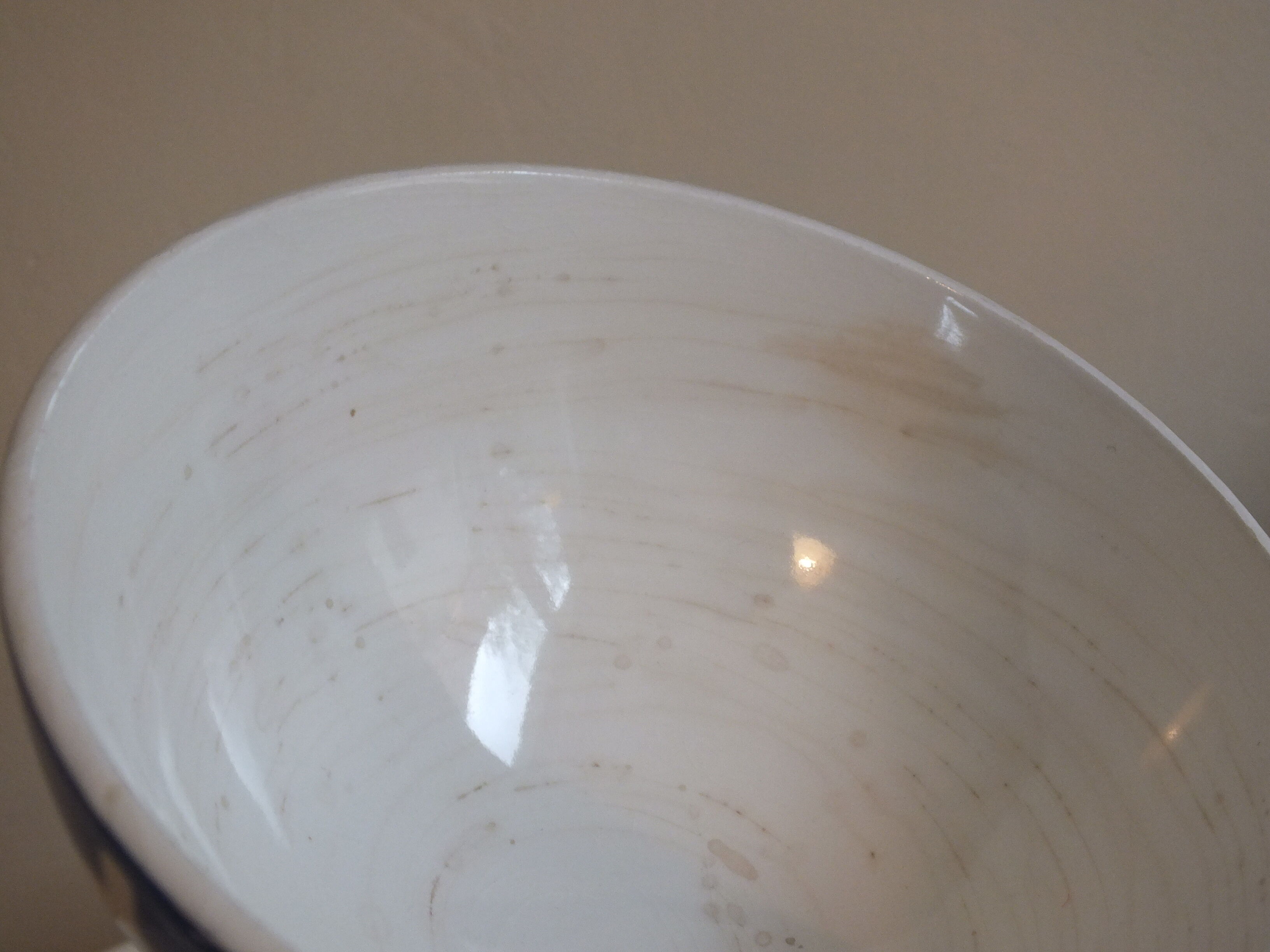 Vintage blue ribbed bowl on pedestal