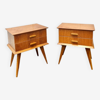 Pair of bedside tables with compass legs