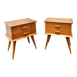 Pair of bedside tables with compass legs